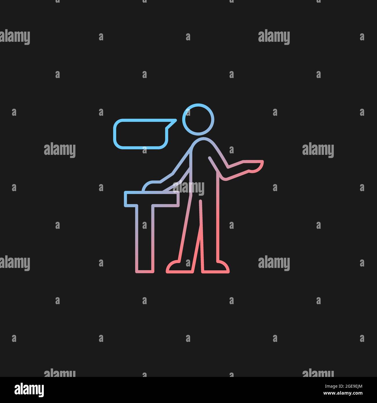 Confident speaking gradient vector icon for dark theme Stock Vector
