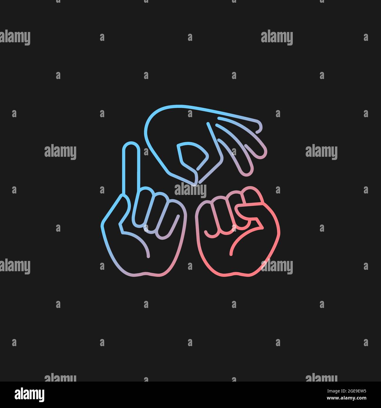 Gestures in communication gradient vector icon for dark theme Stock Vector