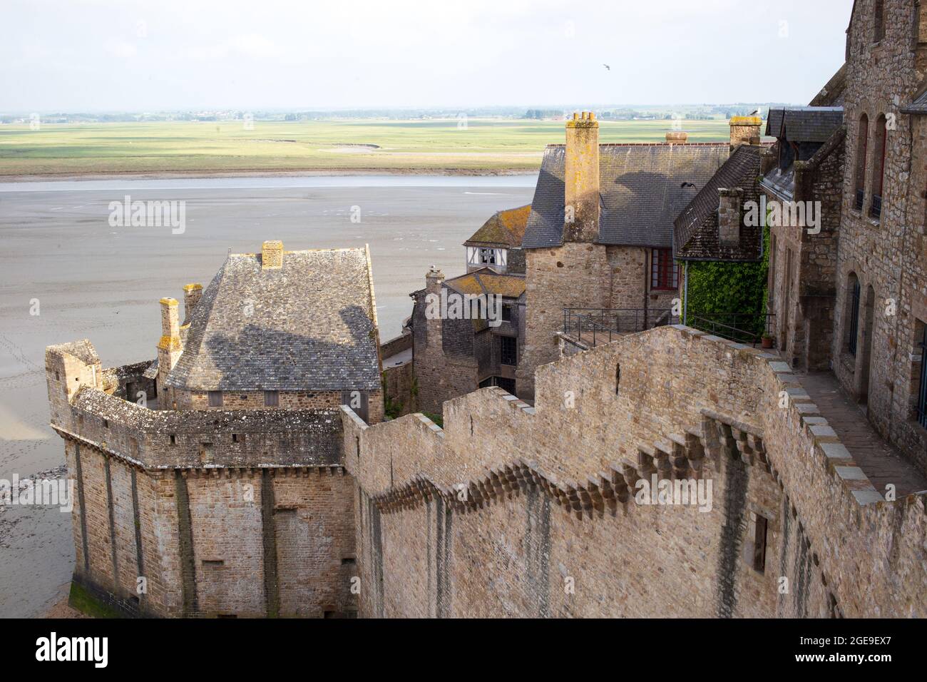 View of Mont SaintMichel bay from its ramparts Stock Photo Alamy