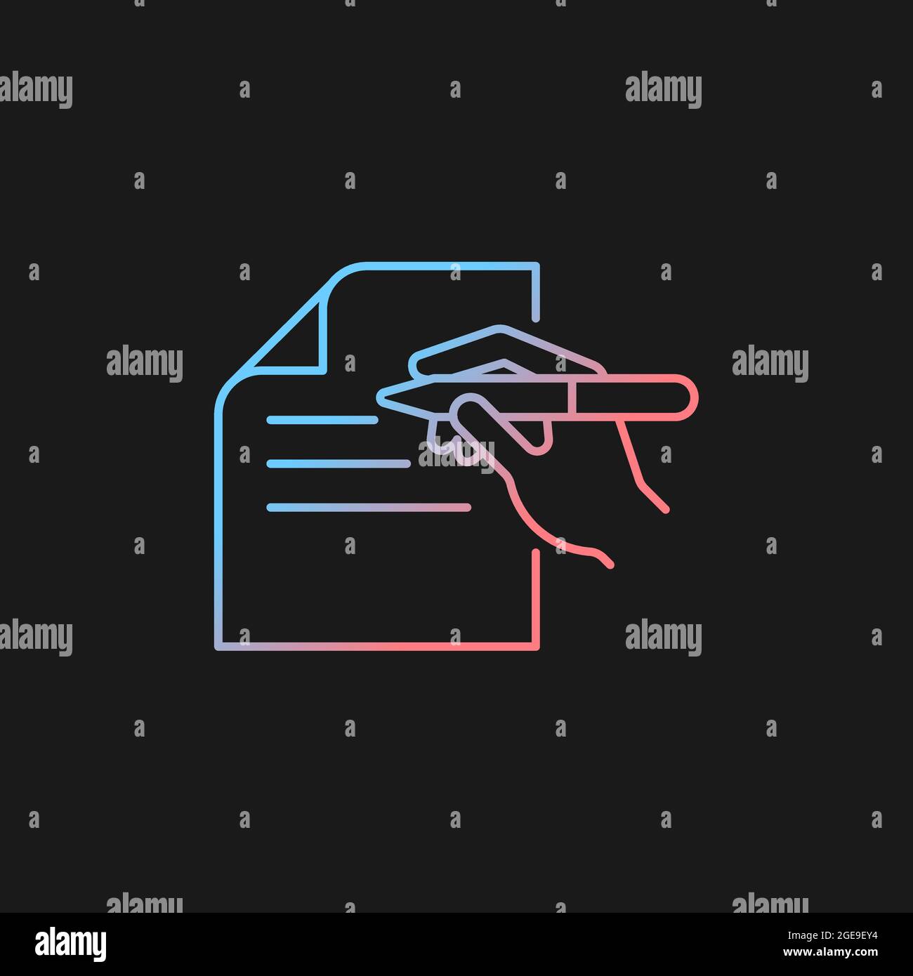 Written communication gradient vector icon for dark theme Stock Vector