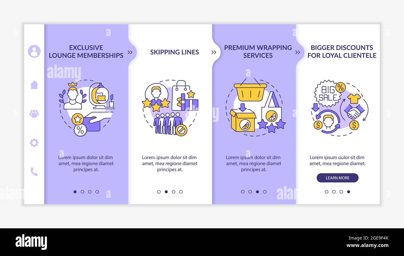 Loyalty program benefits onboarding vector template Stock Vector