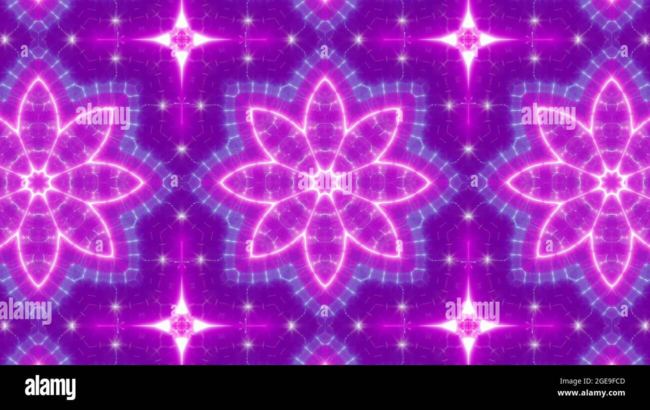 Rapidly Blink Neon Flower Kaleidoscope Stock Photo