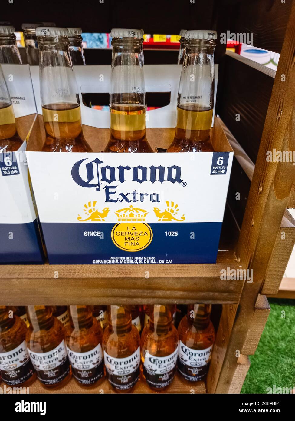 Bottles of Corona Extra Beer one of the topselling beers worldwide