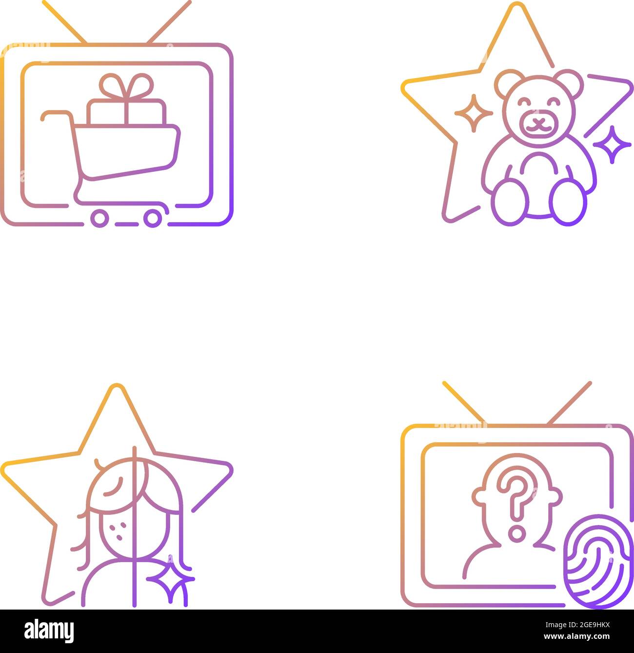 Television gradient linear vector icons set Stock Vector