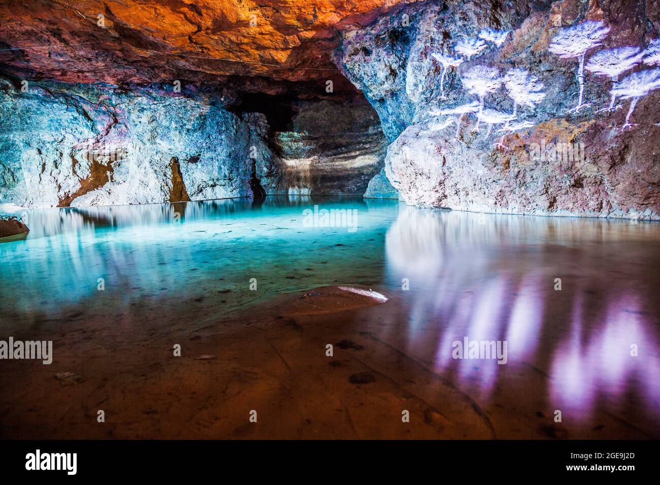 Clearwell Caves in the Forest of Dean in Gloucestershire. Stock Photo