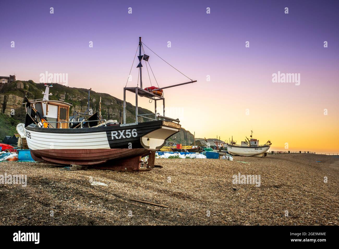 The fishing fleet on The Stade at Hastings. Stock Photo