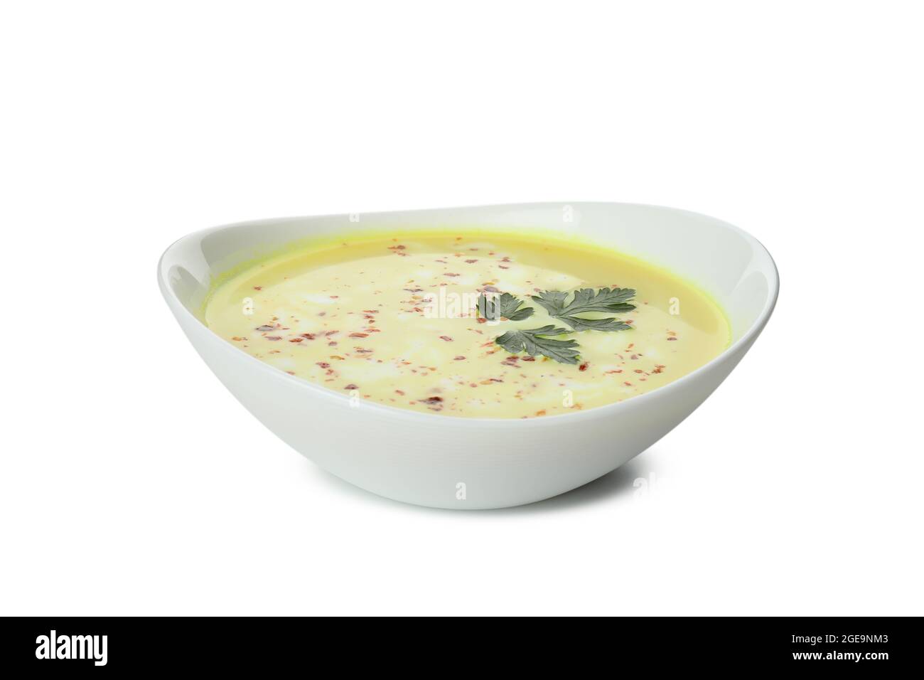 Plate of pumpkin soup isolated on white background Stock Photo - Alamy