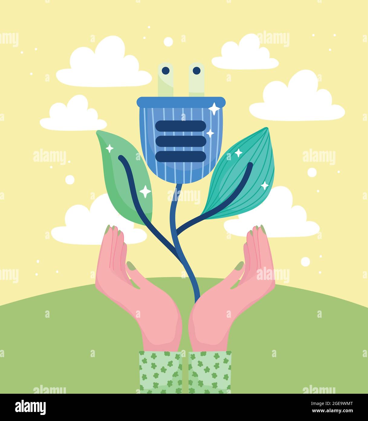 hands and green energy Stock Vector Image & Art - Alamy