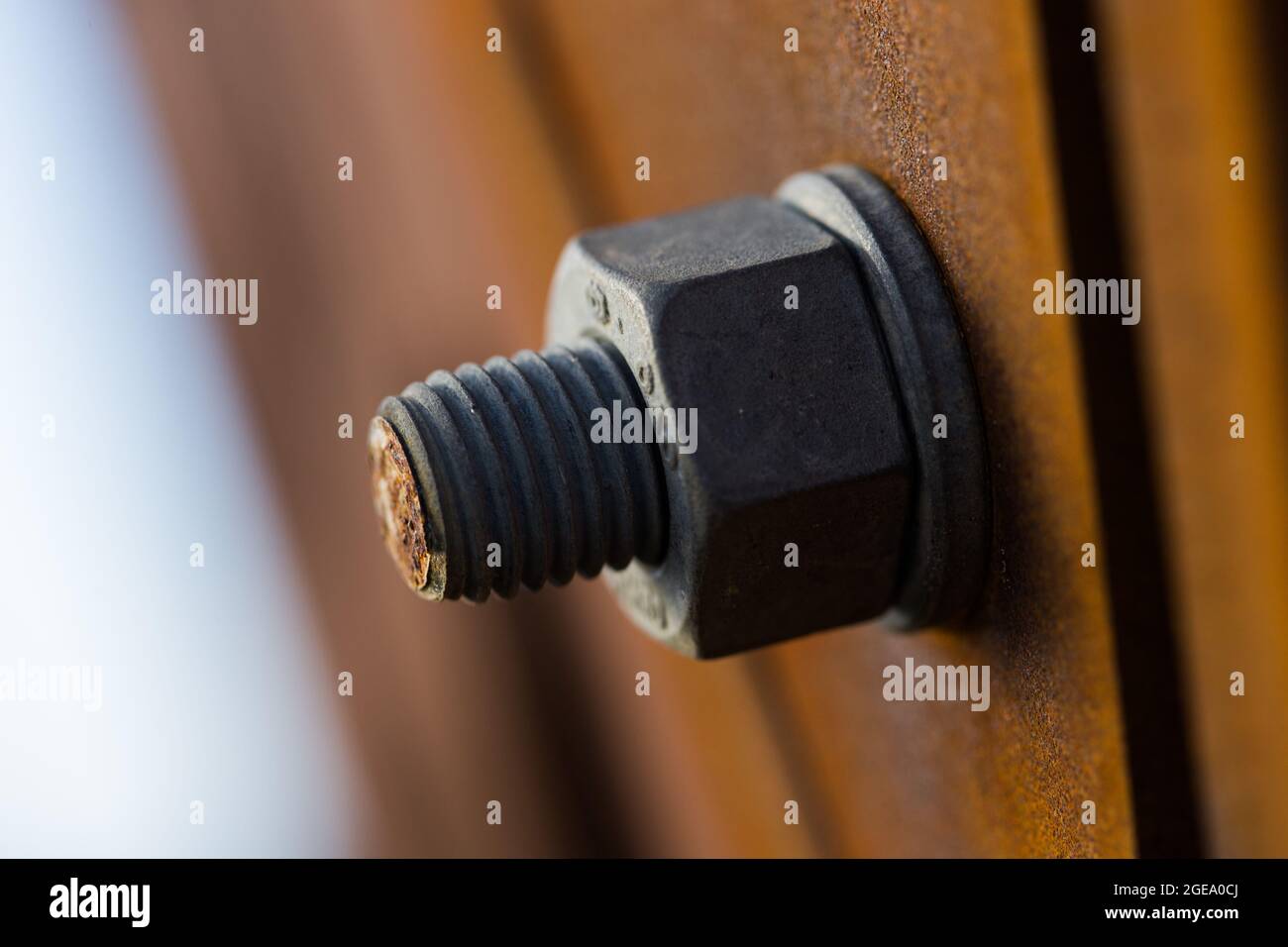 A close up of a nut and bolt  Stock Photo