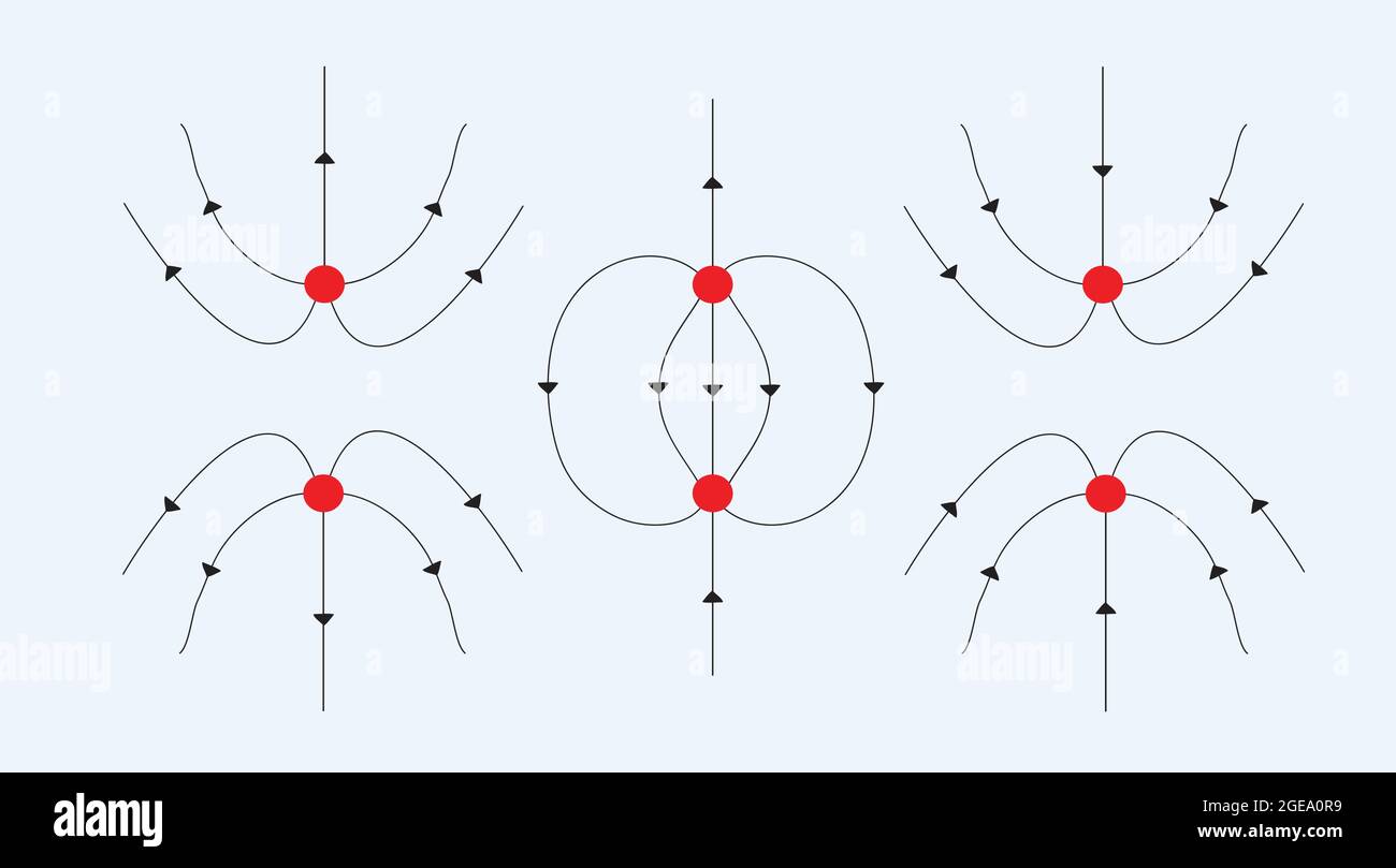 electric-field-between-charges-stock-vector-image-art-alamy
