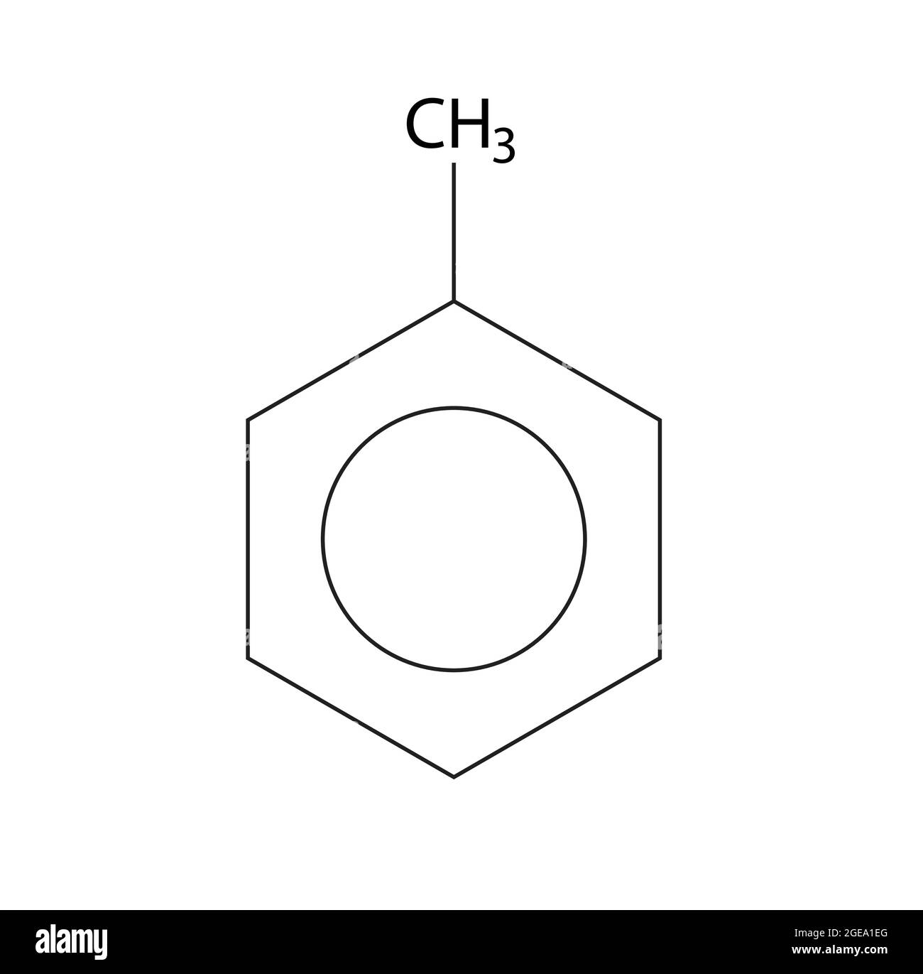 Chemical Structure of Toluene, Anatomy Of Toluene, Molecular structure of Toluene, Chemical formula of toluene, Toluene Configure, Toluene structure Stock Vector