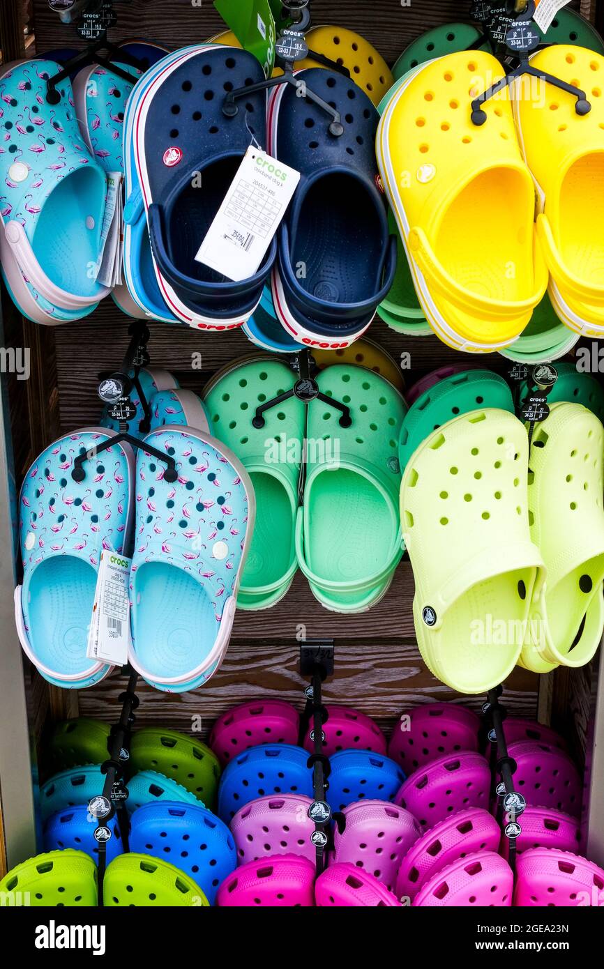 Crocs plastic shoes, Saint-Vaast la Hougue, Manche department, Cotentin,  Normandy region, France Stock Photo - Alamy