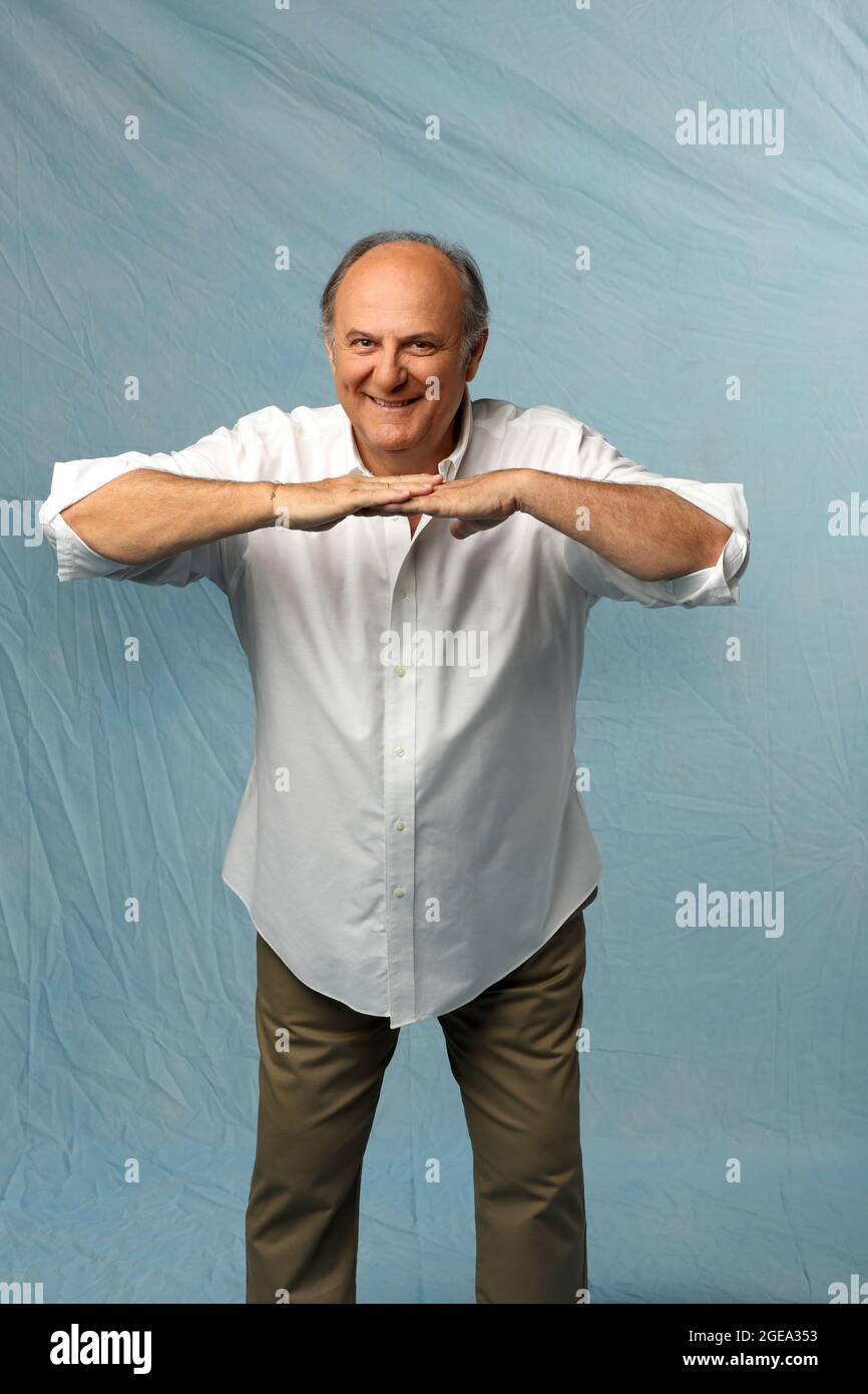 The Italian TV host Gerry Scotti during a photo shoot in the Mediaset  studios on the occasion of the launch of the broadcast "Caduta Libera".  Cologno Monzese (Italy), June 13th, 2019 (Photo