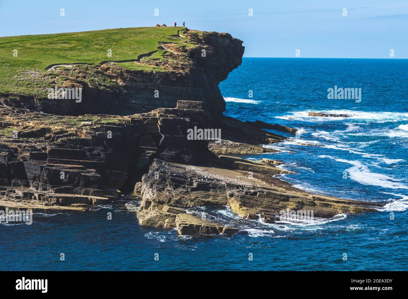 Yesnaby sea cliffs in Orkney. Stock Photo