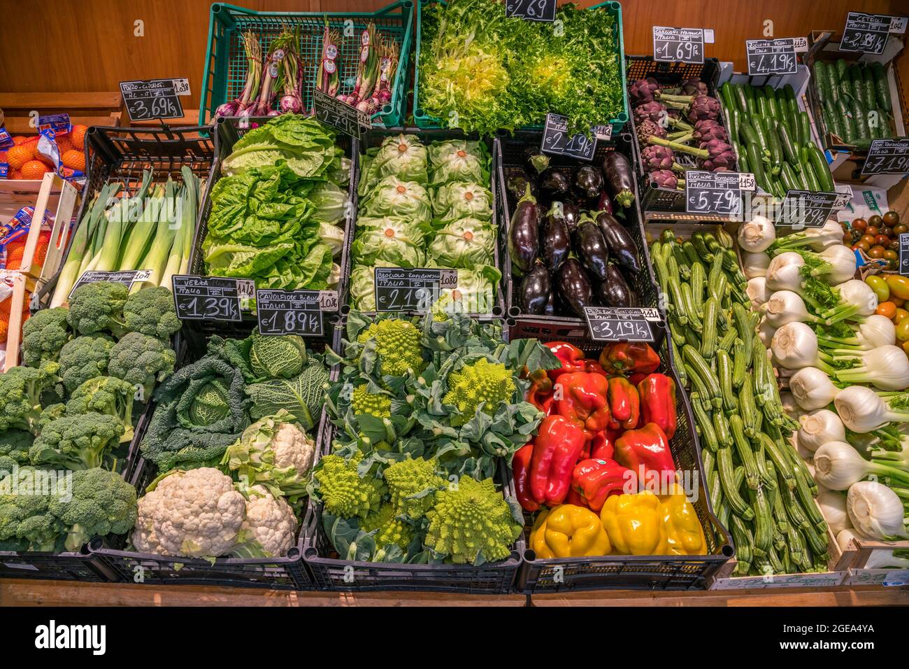 Fresh produce from lush Italian fields in Rome in Italy. Stock Photo