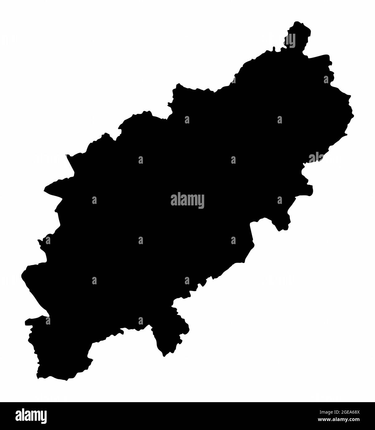 Northamptonshire county dark silhouette map isolated on white background, England Stock Vector
