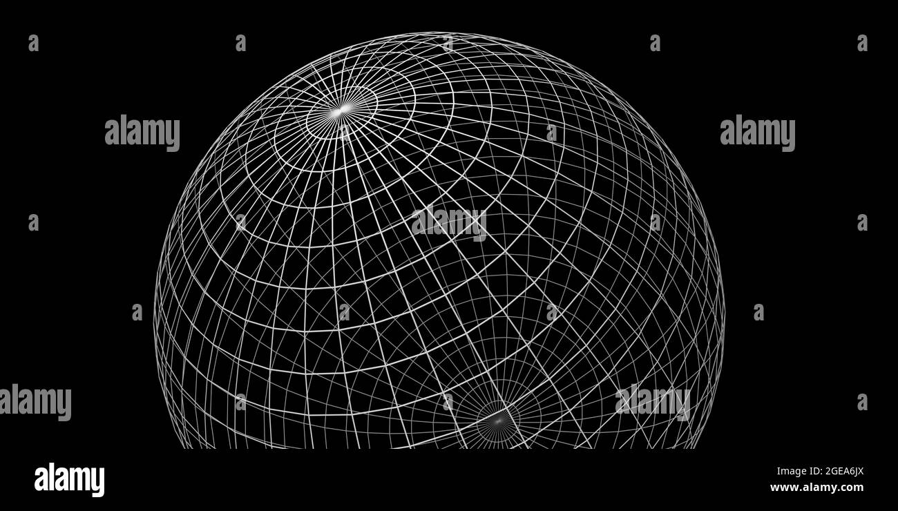 Wireframe globe or sphere on black background, visualization of north pole,  geography or navigation concept with latitude and longitude coordinates  Stock Photo - Alamy