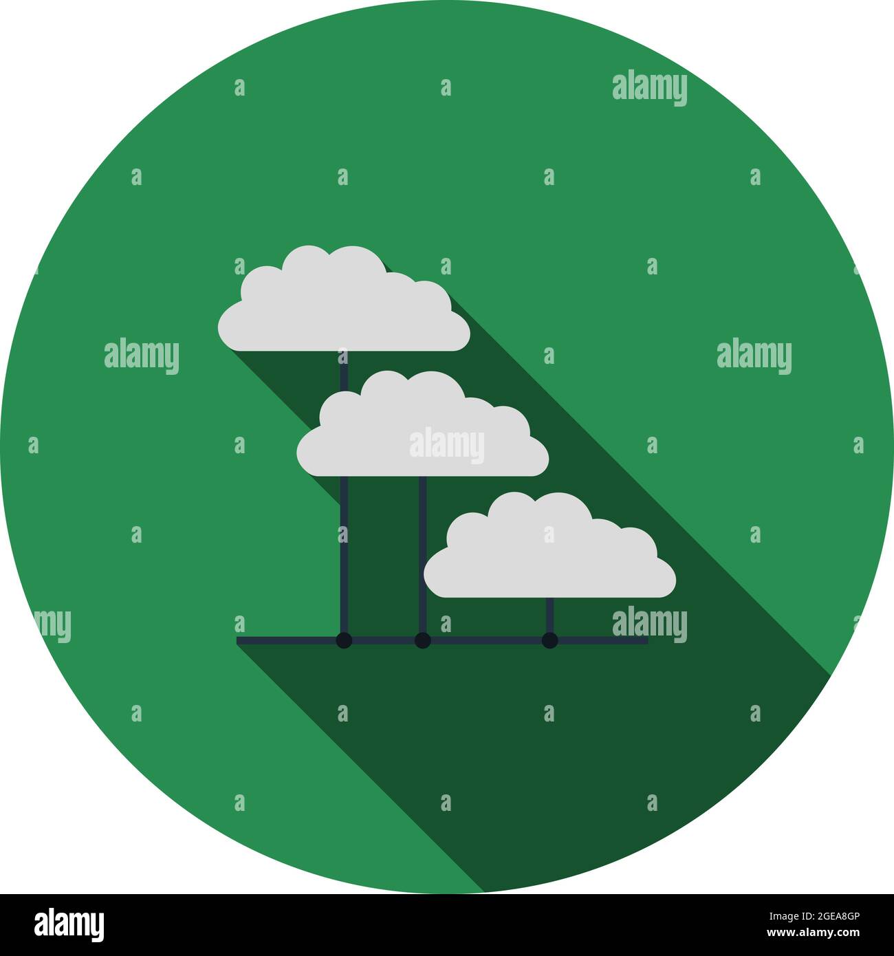 Cloud Network Icon. Flat Circle Stencil Design With Long Shadow. Vector Illustration. Stock Vector