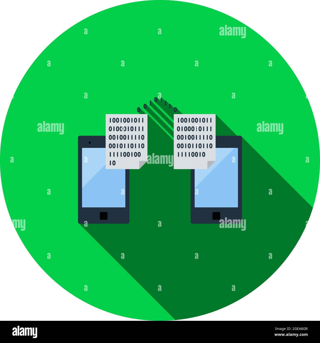 Exchanging Data Icon. Flat Circle Stencil Design With Long Shadow ...