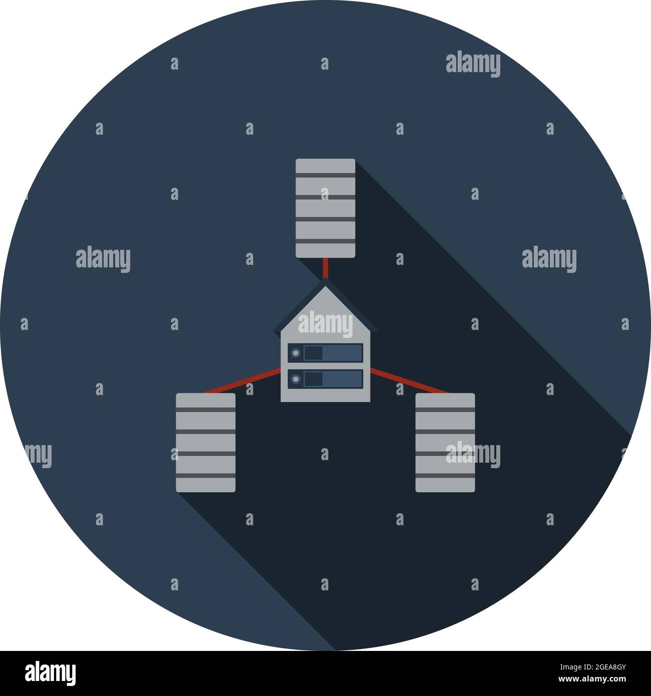 Datacenter Icon. Flat Circle Stencil Design With Long Shadow. Vector ...