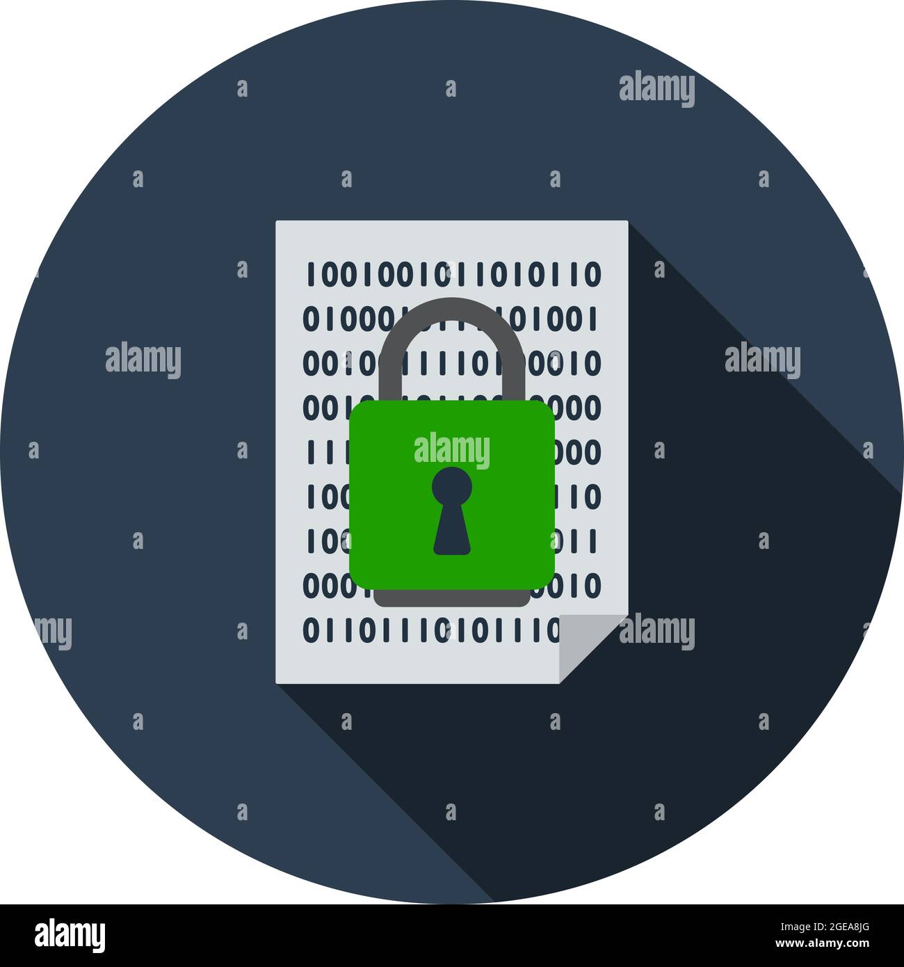 Data Security Icon. Flat Circle Stencil Design With Long Shadow. Vector Illustration. Stock Vector