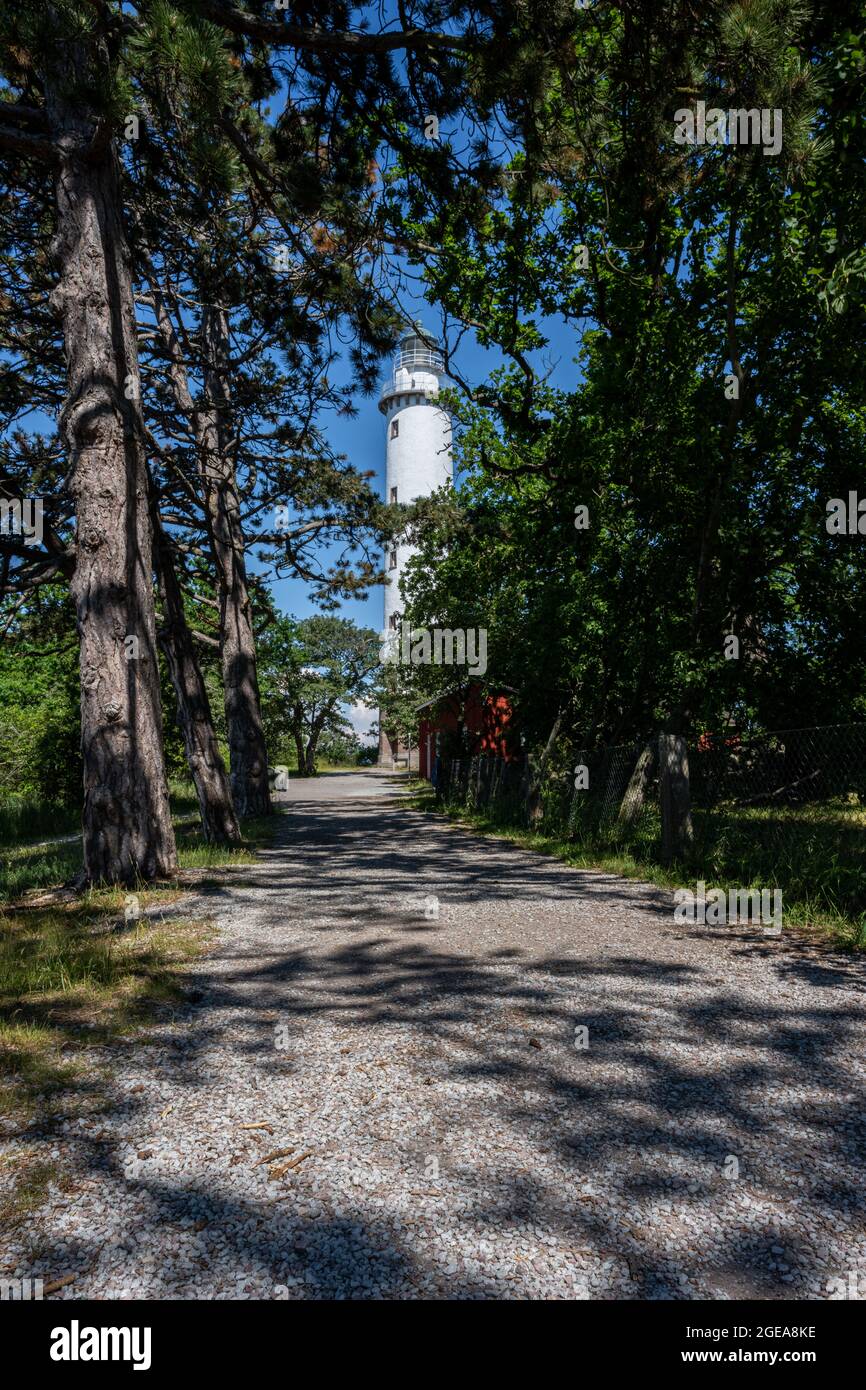 The lighthouse Tall Erik at the northern tip of the Baltic Island of ...