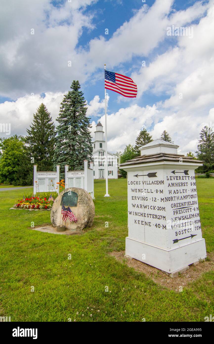 A war memorial located on the Town Common in Shutesbury, Massachusetts