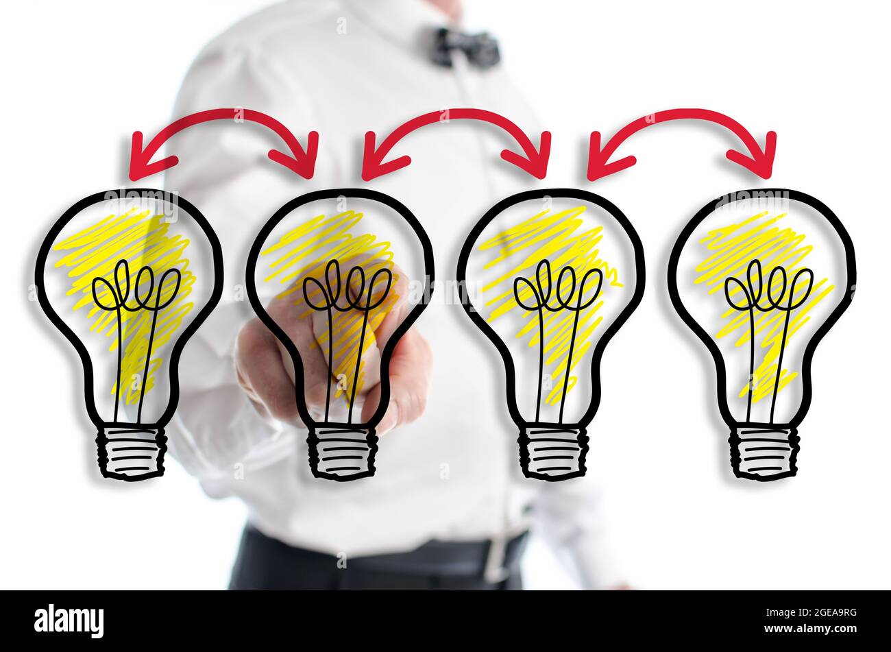 Brainstorming concept shown by a man in background Stock Photo
