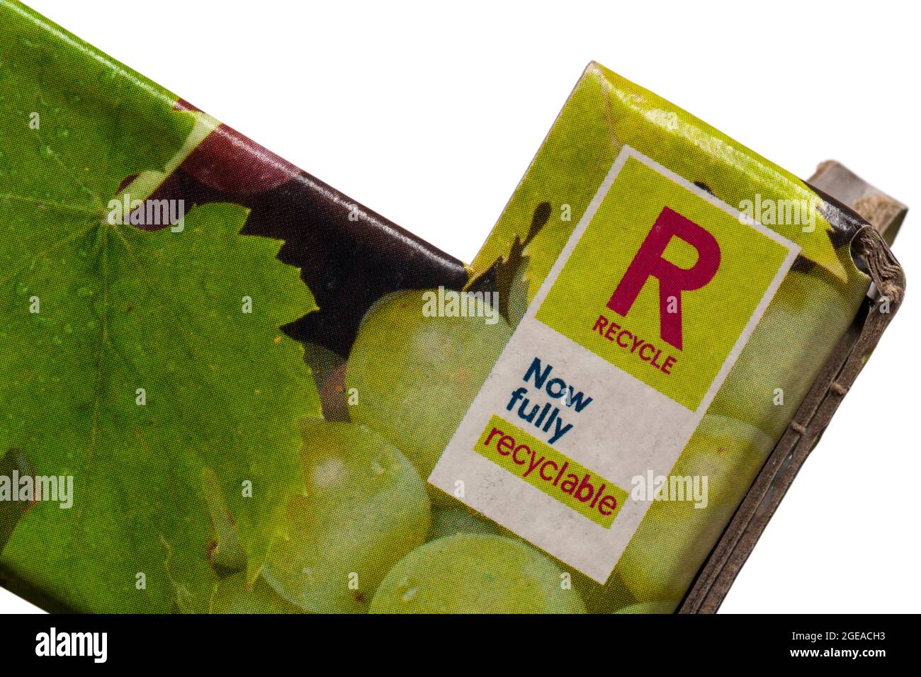 Now fully recyclable recycle detail on tray of grapes from Tesco