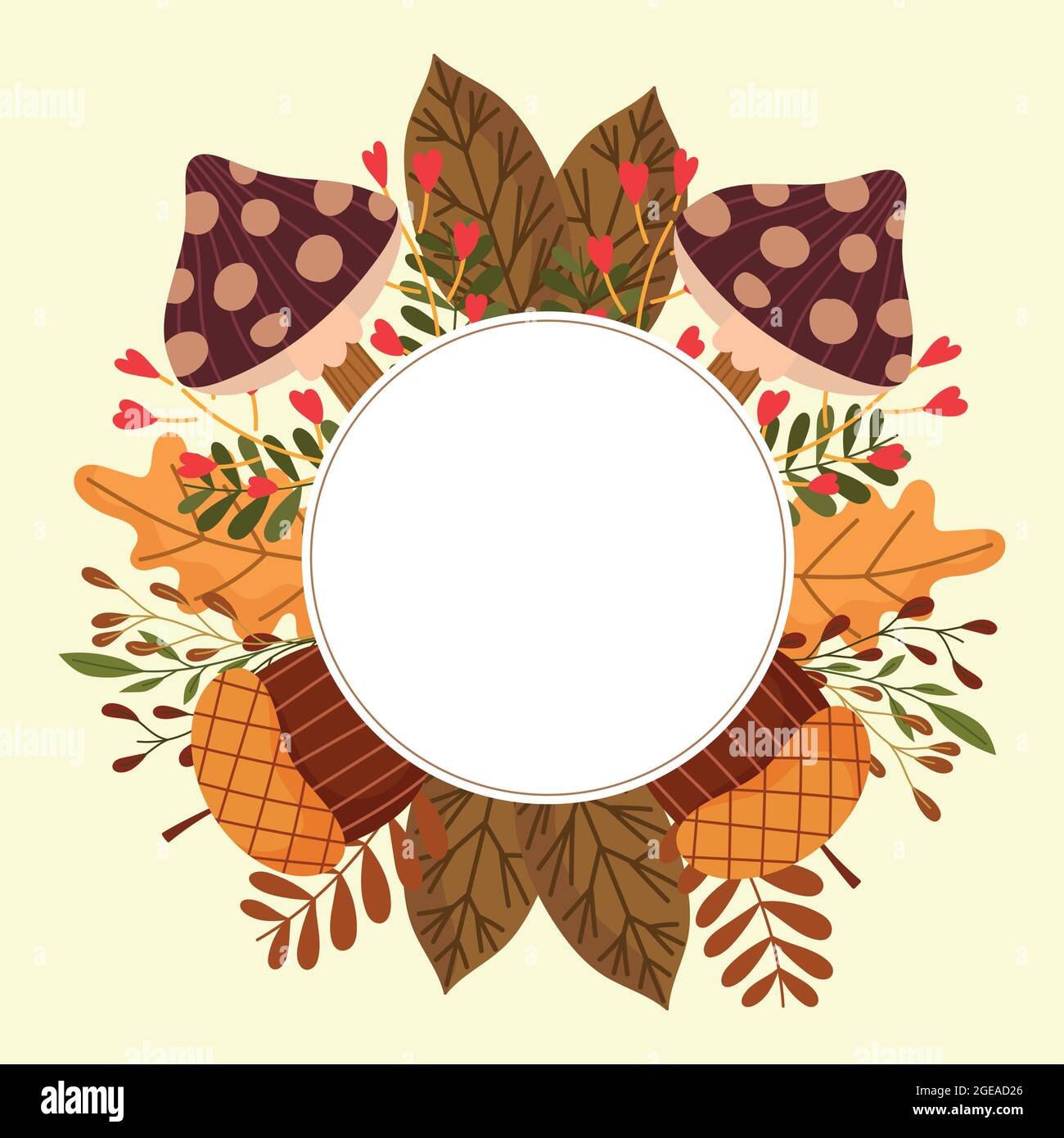 autumn leaves with round label Stock Vector Image & Art - Alamy
