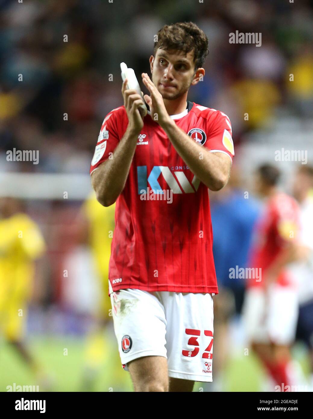 Charlton Athletic's Hady Ghandour applauds the fans after the final whistle during the Carabao Cup first round match at The Valley, London. Picture date: Tuesday August 10, 2021. Stock Photo