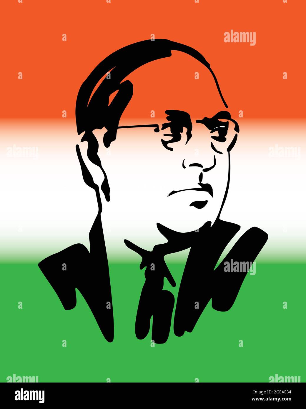 Vector illustration of Indian freedom fighter Dr Babasaheb Bhimrao Ambedkar. Indian jurist, economist and Dalit leader. Stock Vector