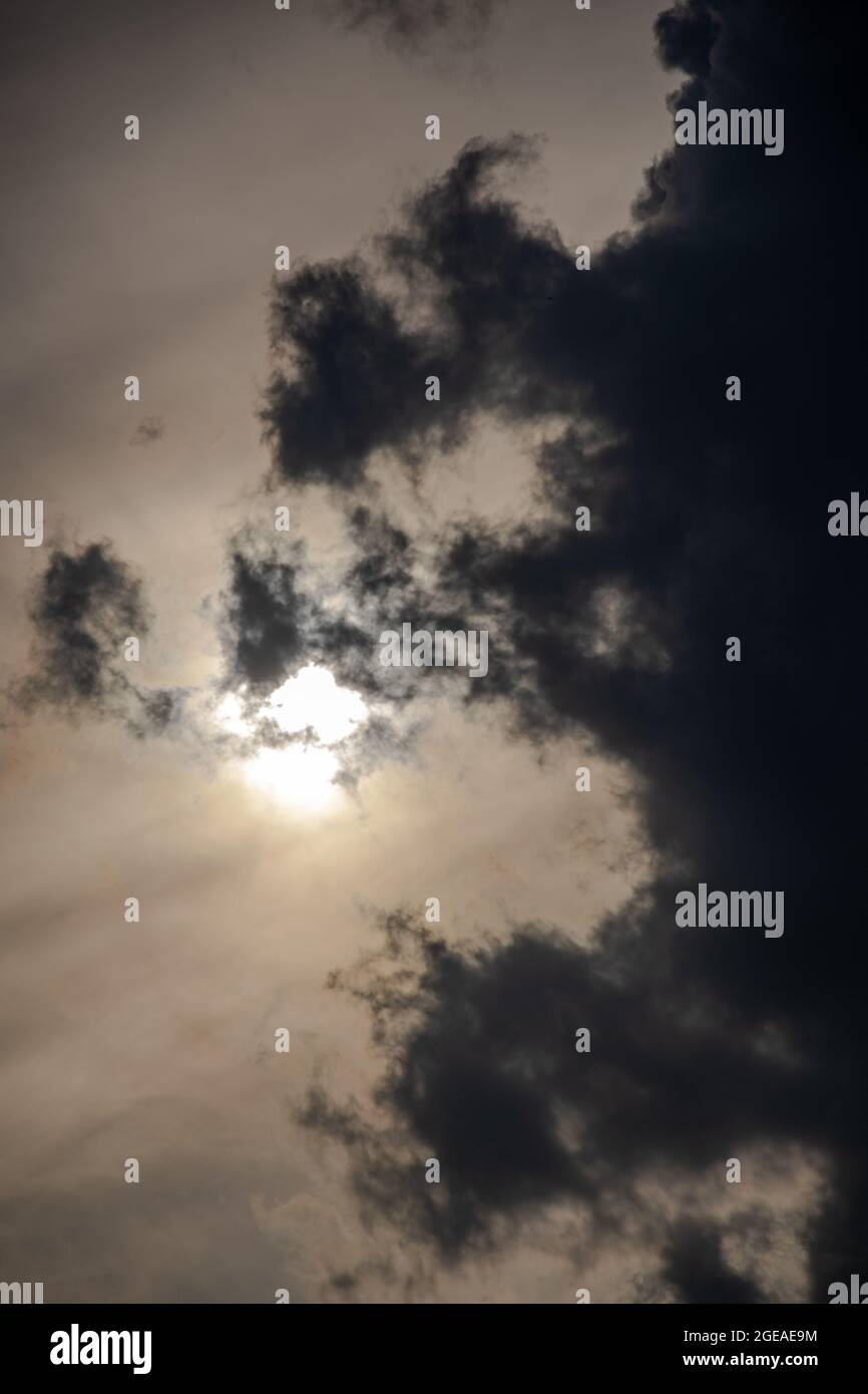dramatic clouds and sun Stock Photo