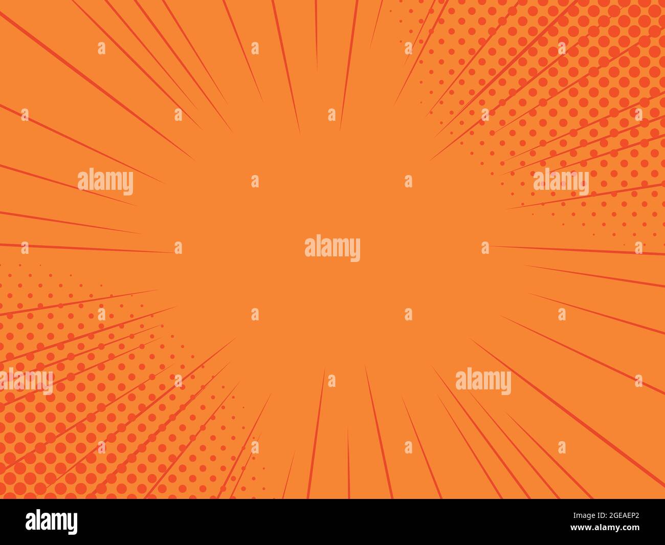 Radial lines on orange background. Stock Vector