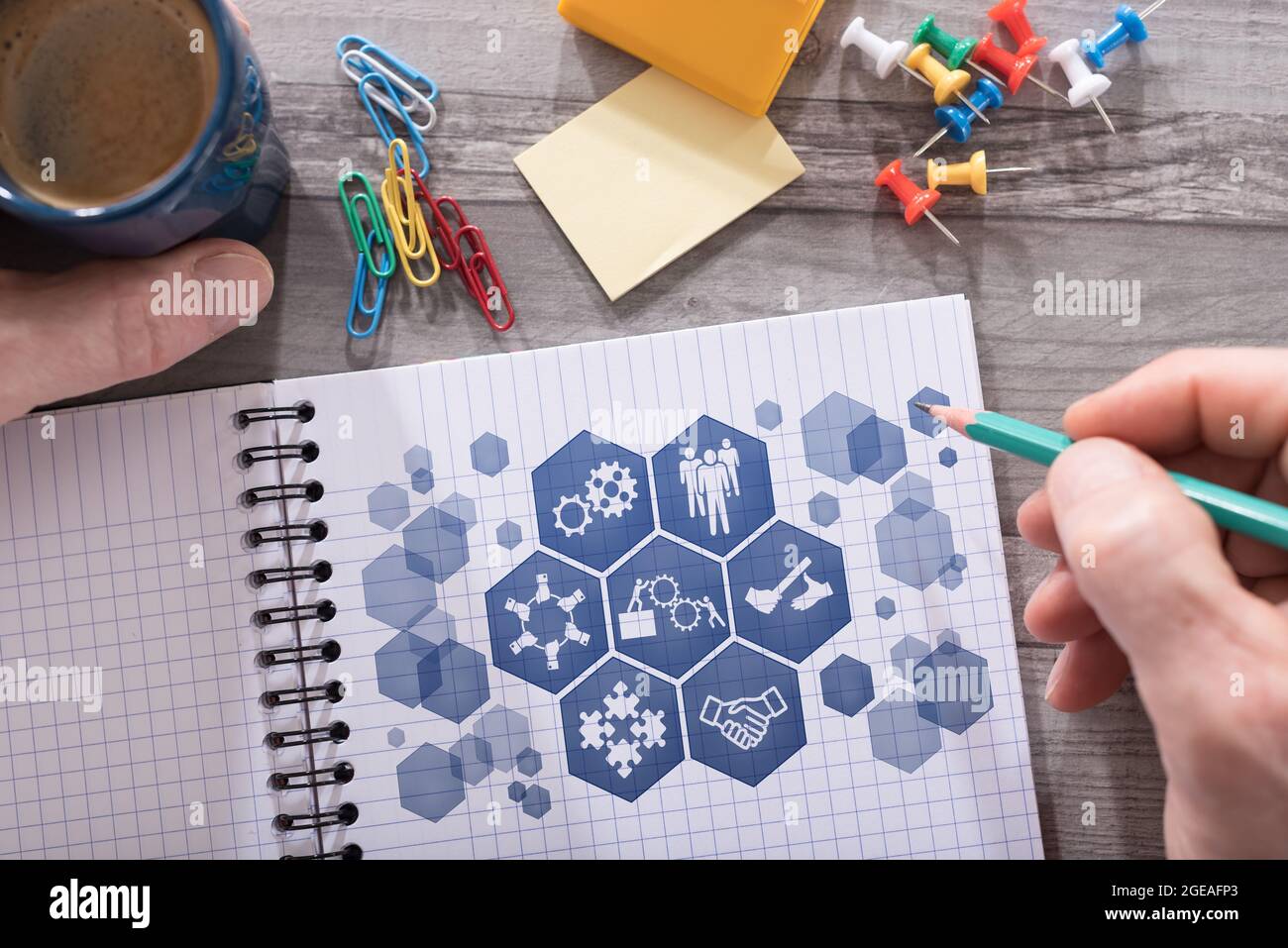Teamwork concept drawn on a notepad placed on a desk Stock Photo - Alamy