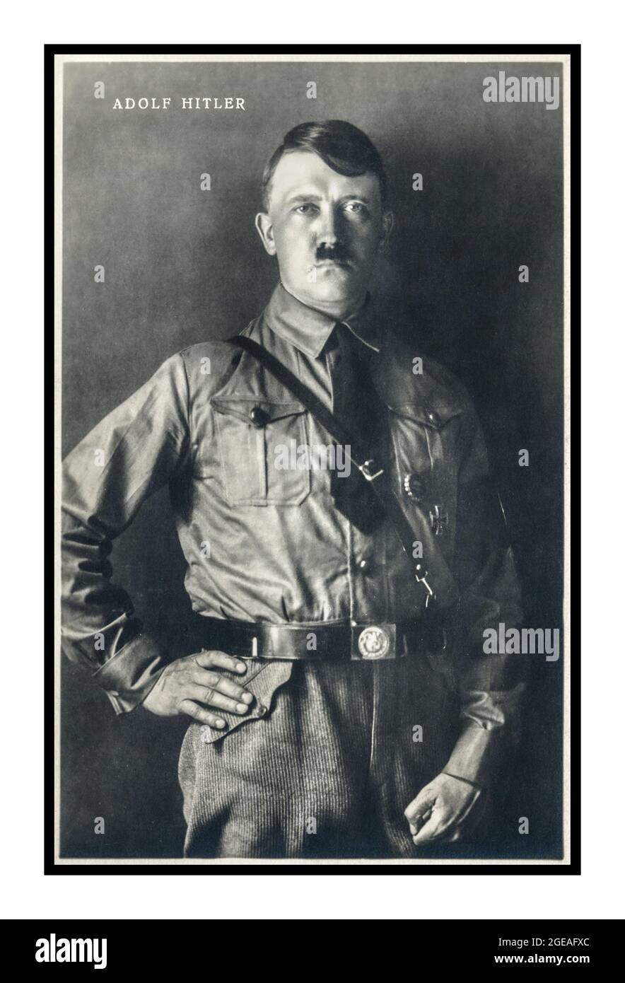 Adolf Hitler in NSDAP military uniform 1930s formal studio portrait by Hoffmann for propaganda election poster card Nazi Germany Stock Photo