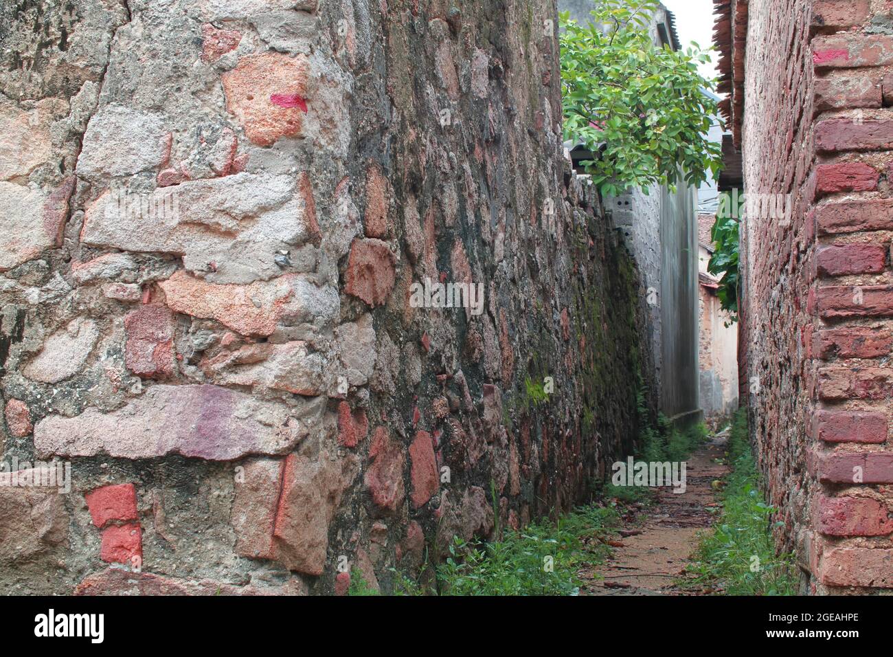 old stone wall in the countryside Stock Photo - Alamy