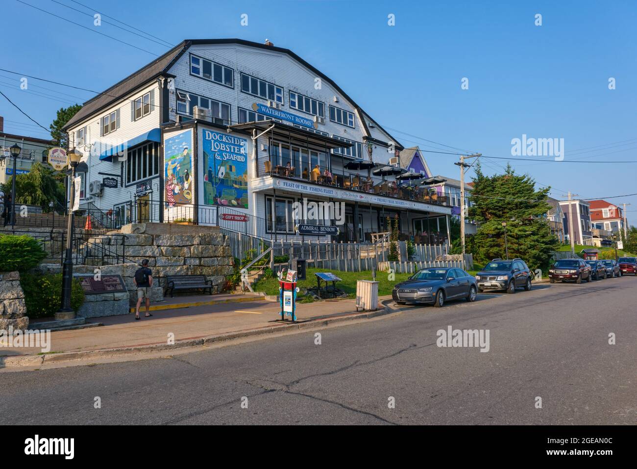 Lunenburg, Nova Scotia, Canada - 12 August 2021: Facade of the Dockside Restaurant Stock Photo