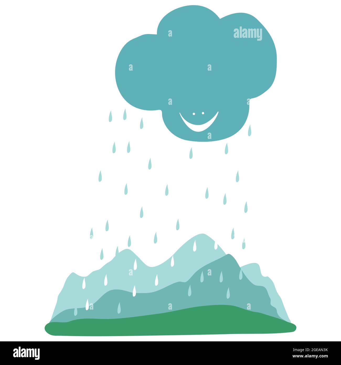 Rain on hills cartoon concept  Illustration. Vector Stock Vector