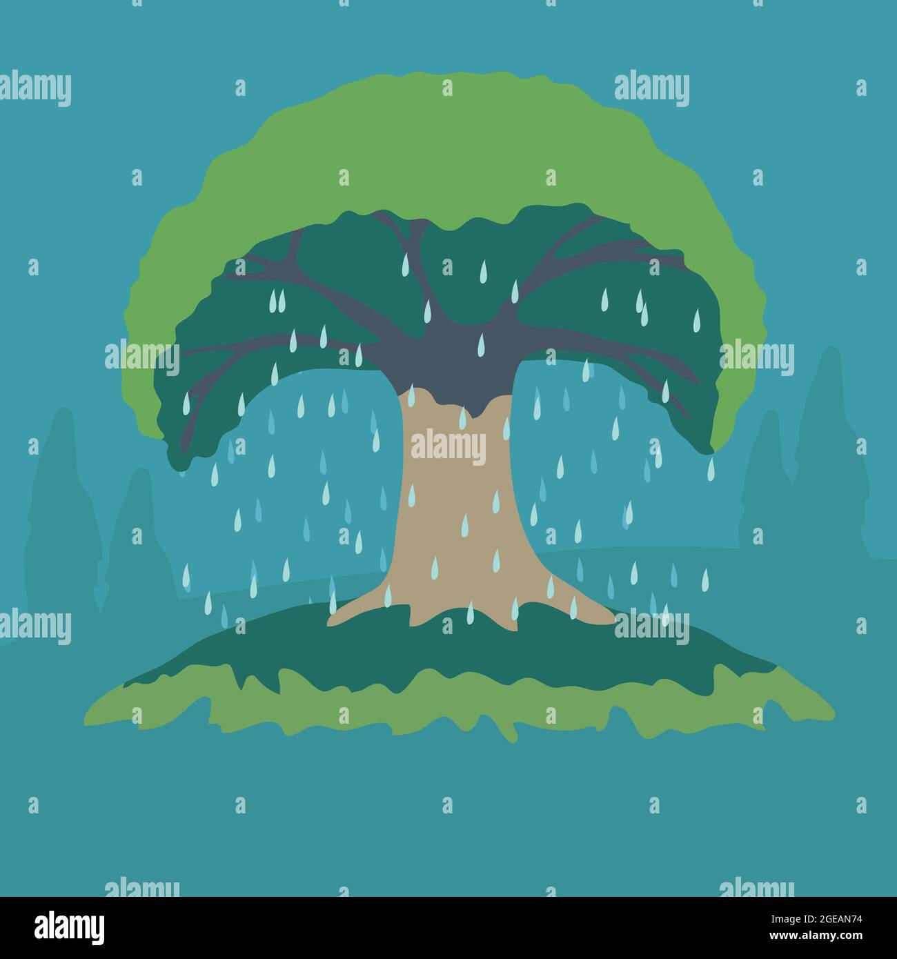 A tree after the rain Illustration. Stock Vector