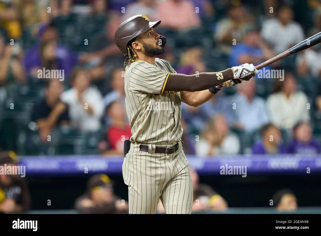 August 17 2021: San Diego shortstop Jake Cronenworth (9) before the game  with San Diego Padres and Colorado Rockies held at Coors Field in Denver  Co. David Seelig/Cal Sport Medi(Credit Image: ©