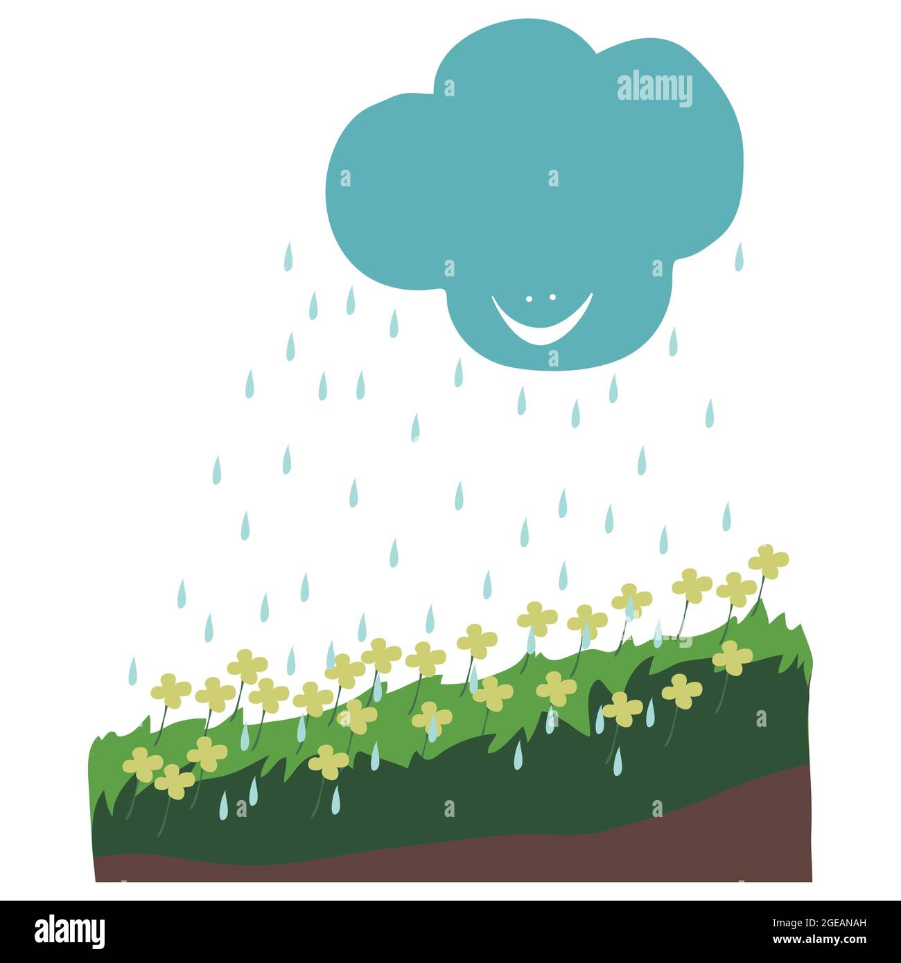 Rain in the Soil nature Illustration. Stock Vector