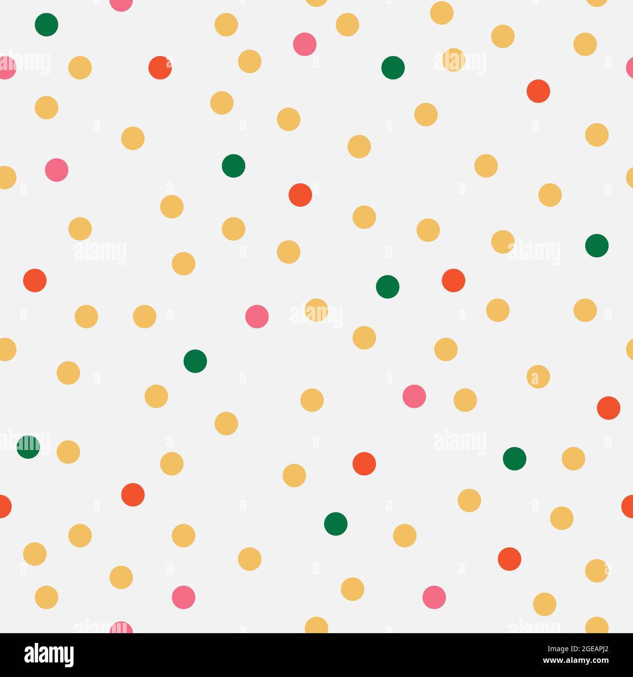 Colorful chaotic dots. Yellow, green, pink, orange circles on light background. Vector seamless pattern. Bright abstract texture for your design Stock Vector