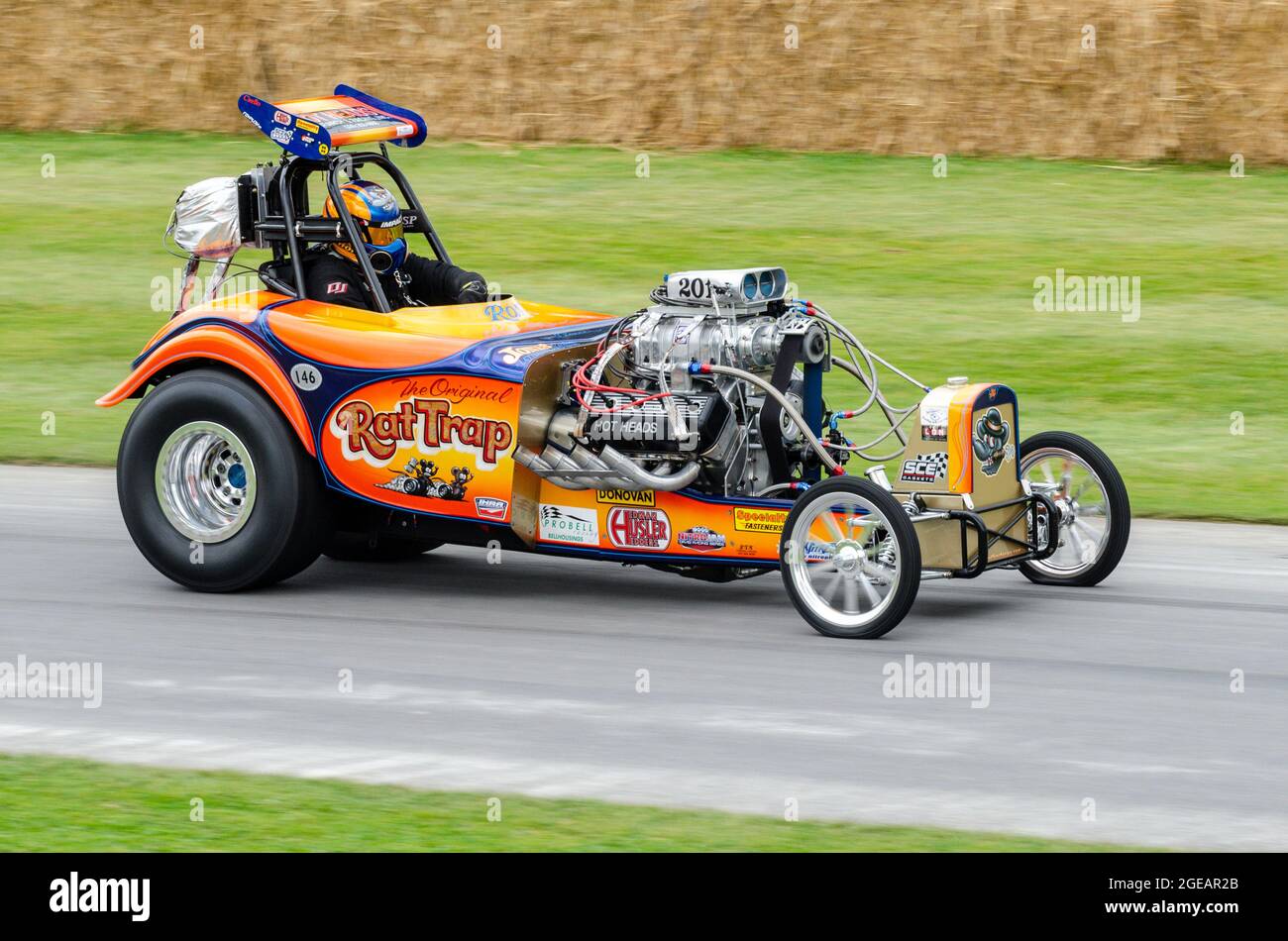 Fuel Altered Dragster at the Goodwood Festival of Speed motor racing event 2014. The original Rat Trap, 1960s drag racer Stock Photo
