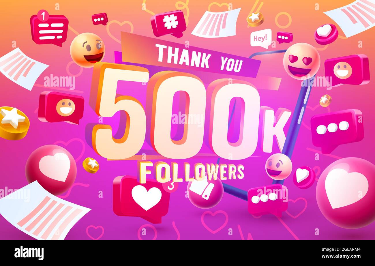 Thank you followers peoples, 500k online social group, happy banner celebrate, Vector illustration Stock Vector