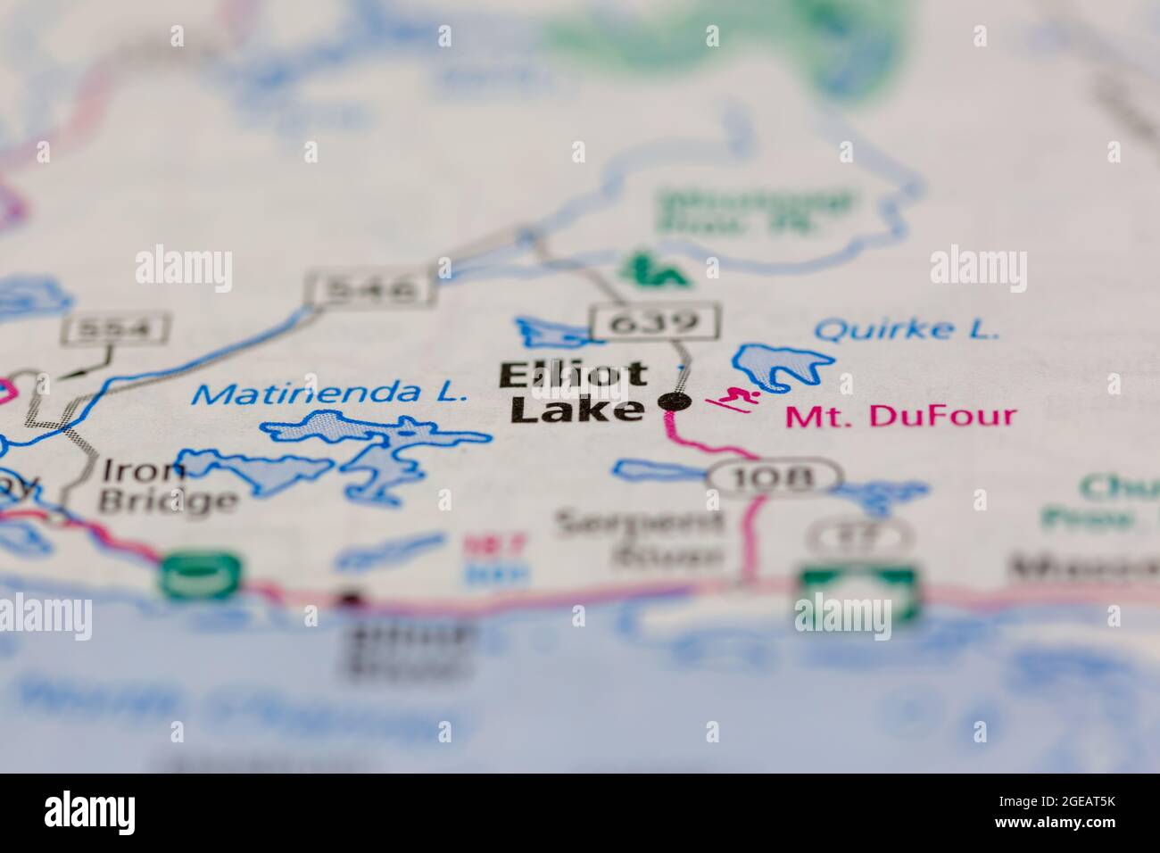 Directions To Elliot Lake Elliot Lake Ontario Canada Shown On A Road Map Or Geography Map Stock Photo  - Alamy