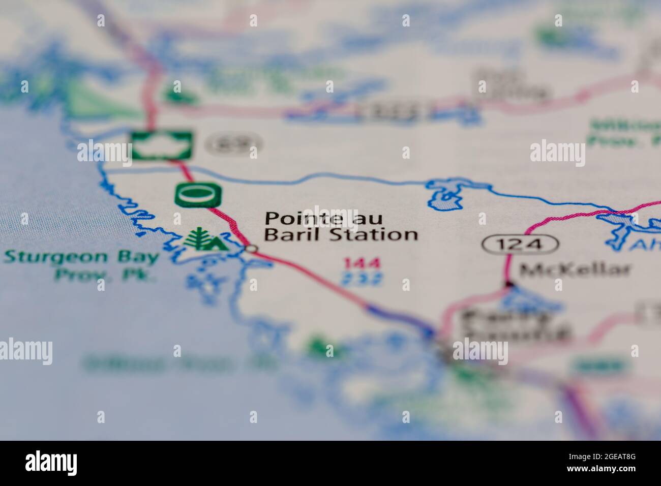 Pointe Au Baril Station Ontario Canada shown on a road map or Geography map Stock Photo Alamy