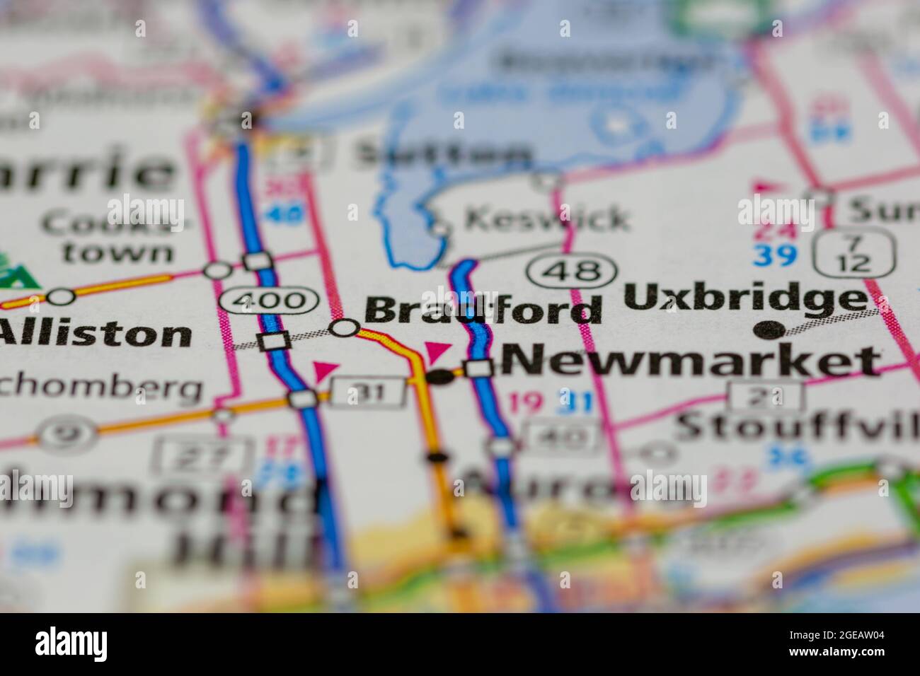 Bradford Ontario Canada shown on a road map or Geography map Stock Photo Alamy