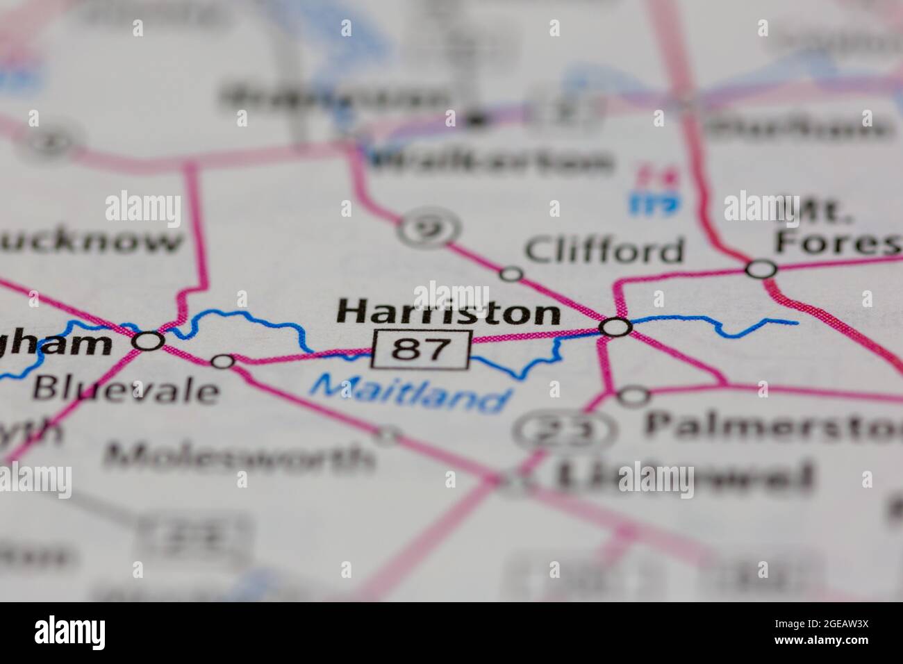 Harriston Ontario Canada Shown On A Road Map Or Geography Map 2GEAW3X 