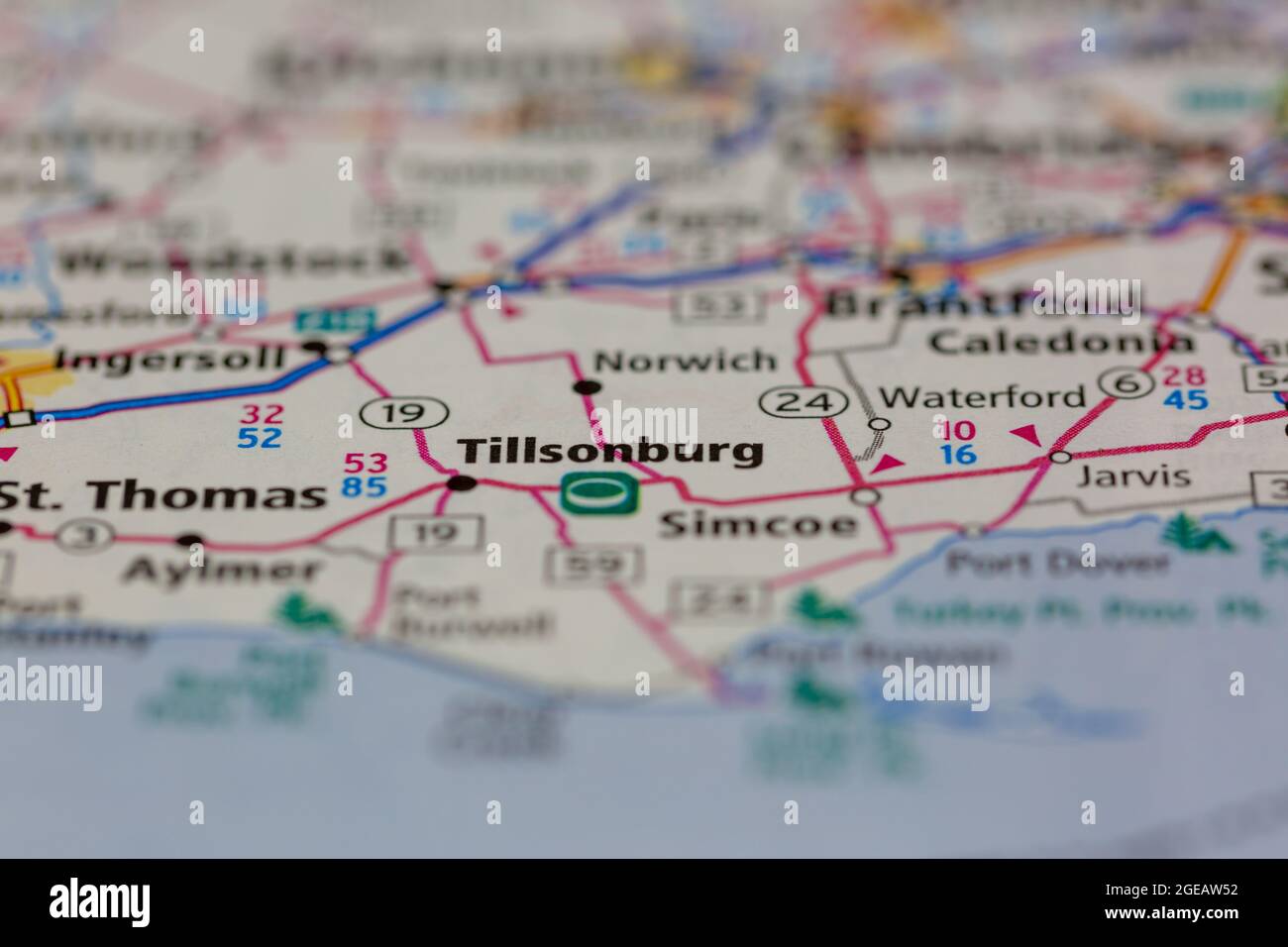 Map Of Tillsonburg Ontario Tillsonburg Ontario Canada Shown On A Road Map Or Geography Map Stock Photo  - Alamy